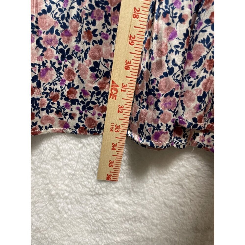 Lulus Floral Satin Mini Dress SZ XL Boho Short Sleeve Pleated V Neck Lightweight - Picture 8 of 9
